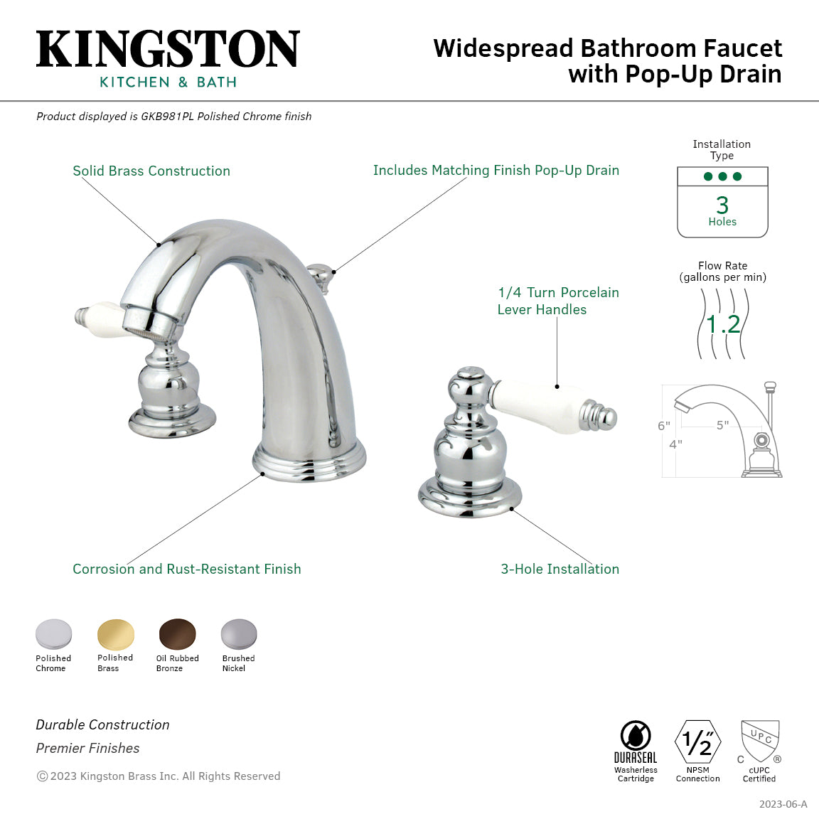 English Country Widespread Bathroom Faucet with Pop-Up Drain in Oil Rubbed Bronze