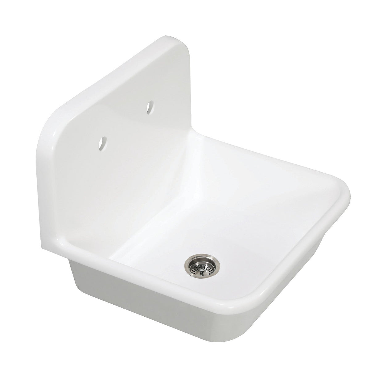 Gourmetier Arcticstone 24 in. Solid Surface Farmhouse Kitchen Sink with Backsplash in Matte White