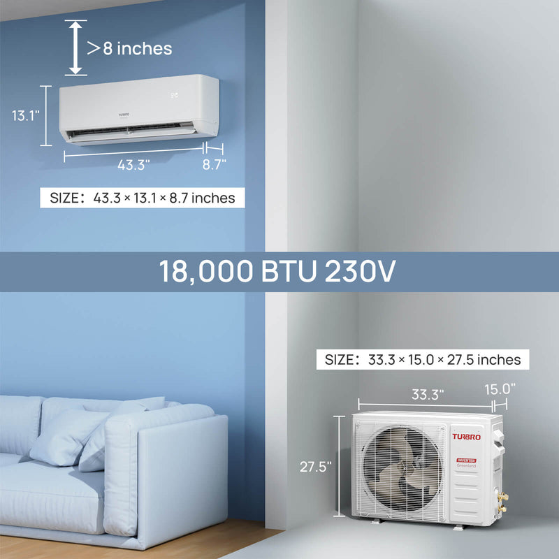 TURBRO Greenland 18,000 BTU Mini Split Air Conditioner with Heat Pump and 16 Ft. Line Set, WiFi Ductless  (707-SU-GL18K230)