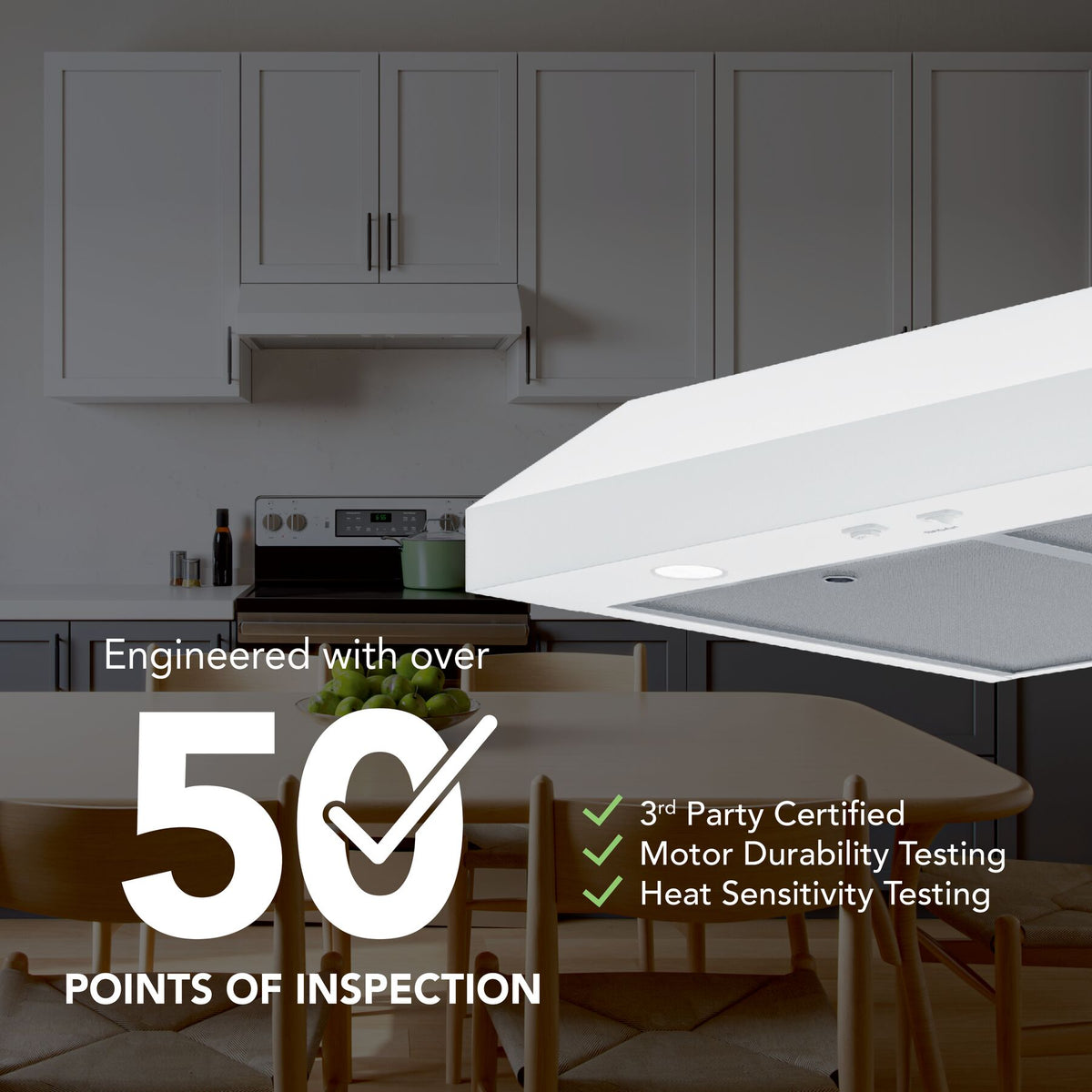 Broan-NuTone Glacier 36-Inch 350 CFM 2-Speed Convertible Under Cabinet Range Hood in White (GLA1363WW)