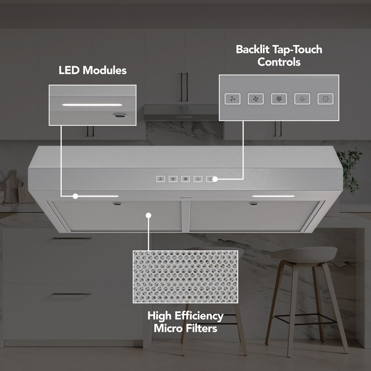 Broan-NuTone Glacier 30-Inch 350 CFM 3-Speed Convertible Under Cabinet Range Hood in Stainless Steel (GLA2303SS)