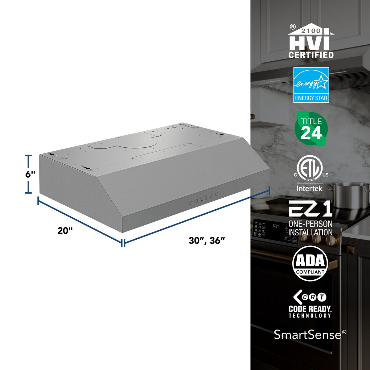 Broan-NuTone Glacier 36-Inch 490 CFM 3-Speed Convertible Under Cabinet Range Hood in Stainless Steel (GLA3364SS)