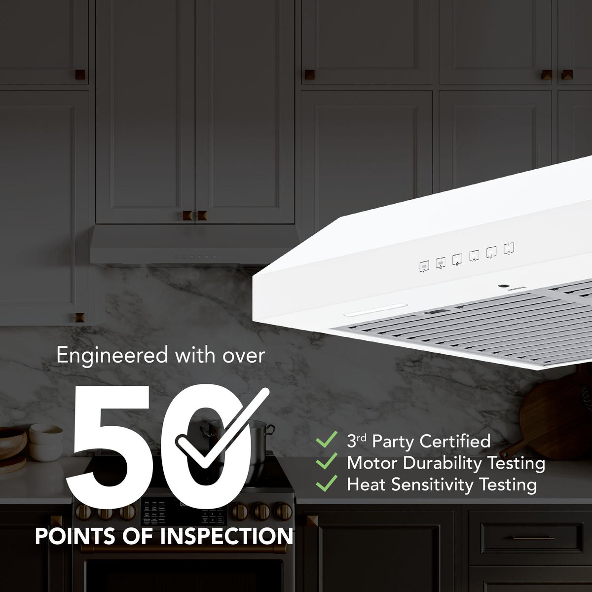 Broan-NuTone Glacier 30-Inch 490 CFM 3-Speed Convertible Under Cabinet Range Hood in White (GLA3304WW)
