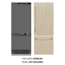 ZLINE Autograph Edition 30-Inch 16.1 Cu. Ft. Built-In Bottom Freezer Refrigerator with Water Dispenser and Ice Maker with Graphite Gray Interior in Panel Ready with Polished Gold Accents (GRBIVZ-30-G)