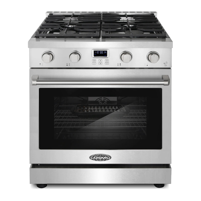 Cosmo 30-Inch Slide-In Freestanding Gas Range with 4 Gas Burners and 4.8 Cu. Ft. Convection Oven in Stainless Steel (COS-GRC304KB)