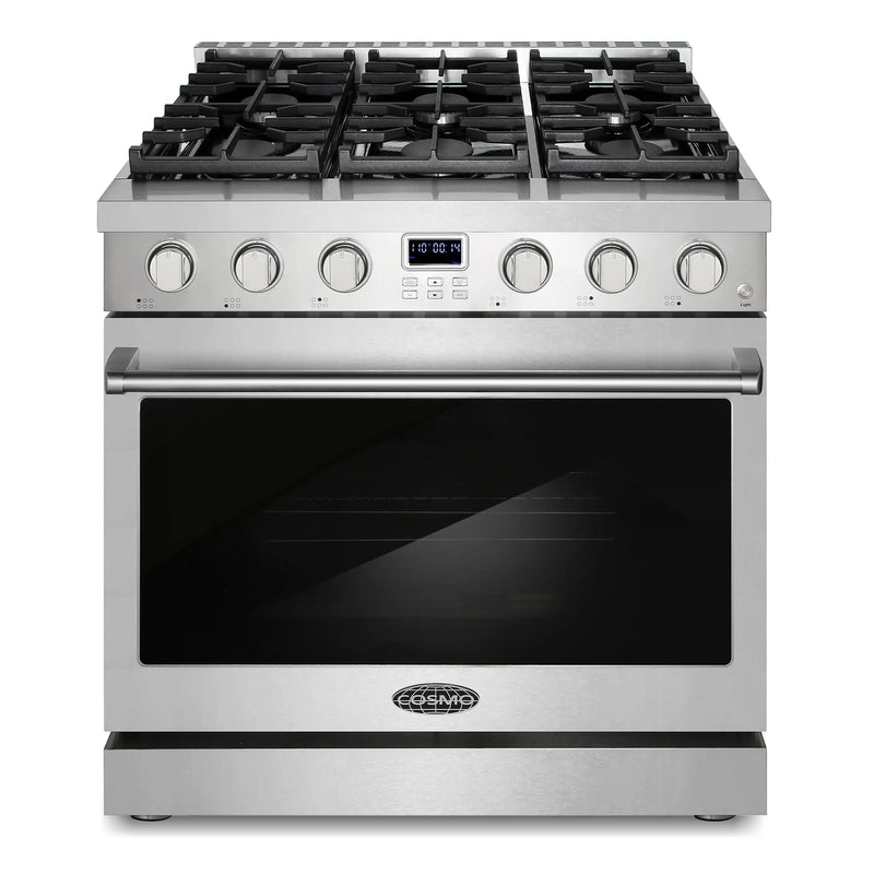 Cosmo 36-Inch Slide-In Freestanding Gas Range with 6 Gas Burners and 6.0 Cu. Ft. Convection Oven in Stainless Steel (COS-GRC366KB)
