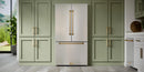 Stainless French door refrigerator with bronze horizontal handle and vertical bars