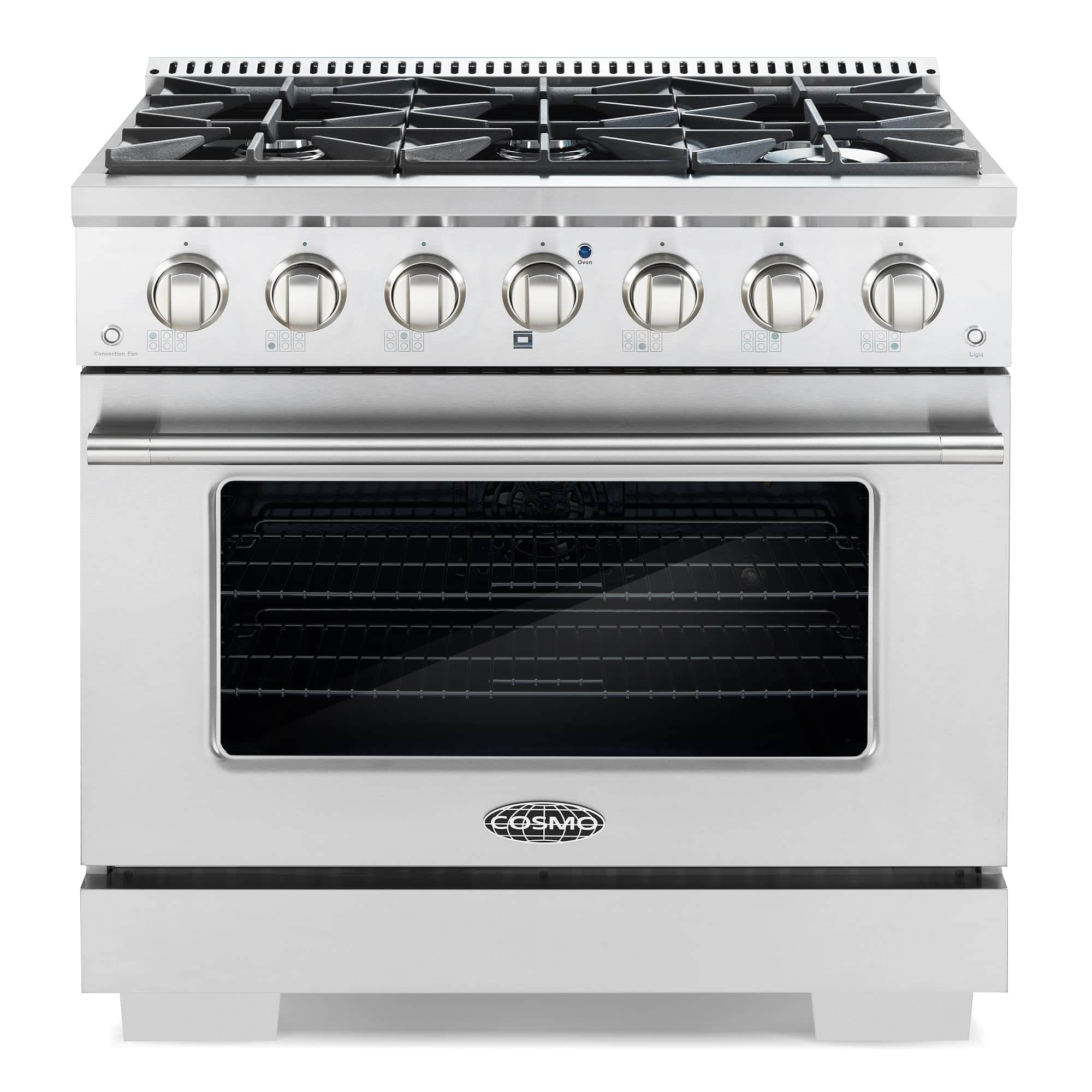 Cosmo 36-Inch 4.5 Cu. Ft. Gas Range with 6 Italian Burners in Stainles