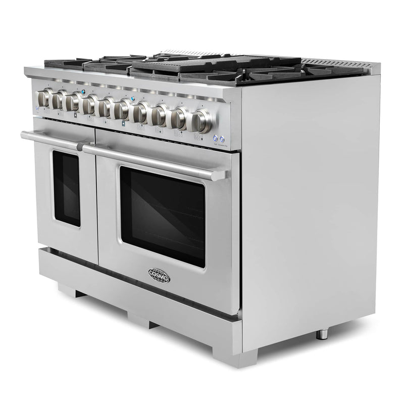 Cosmo 48-Inch 5.5 Cu. Ft. Double Oven Gas Range with 8 Italian Burners in Stainless Steel (COS-GRP486G)
