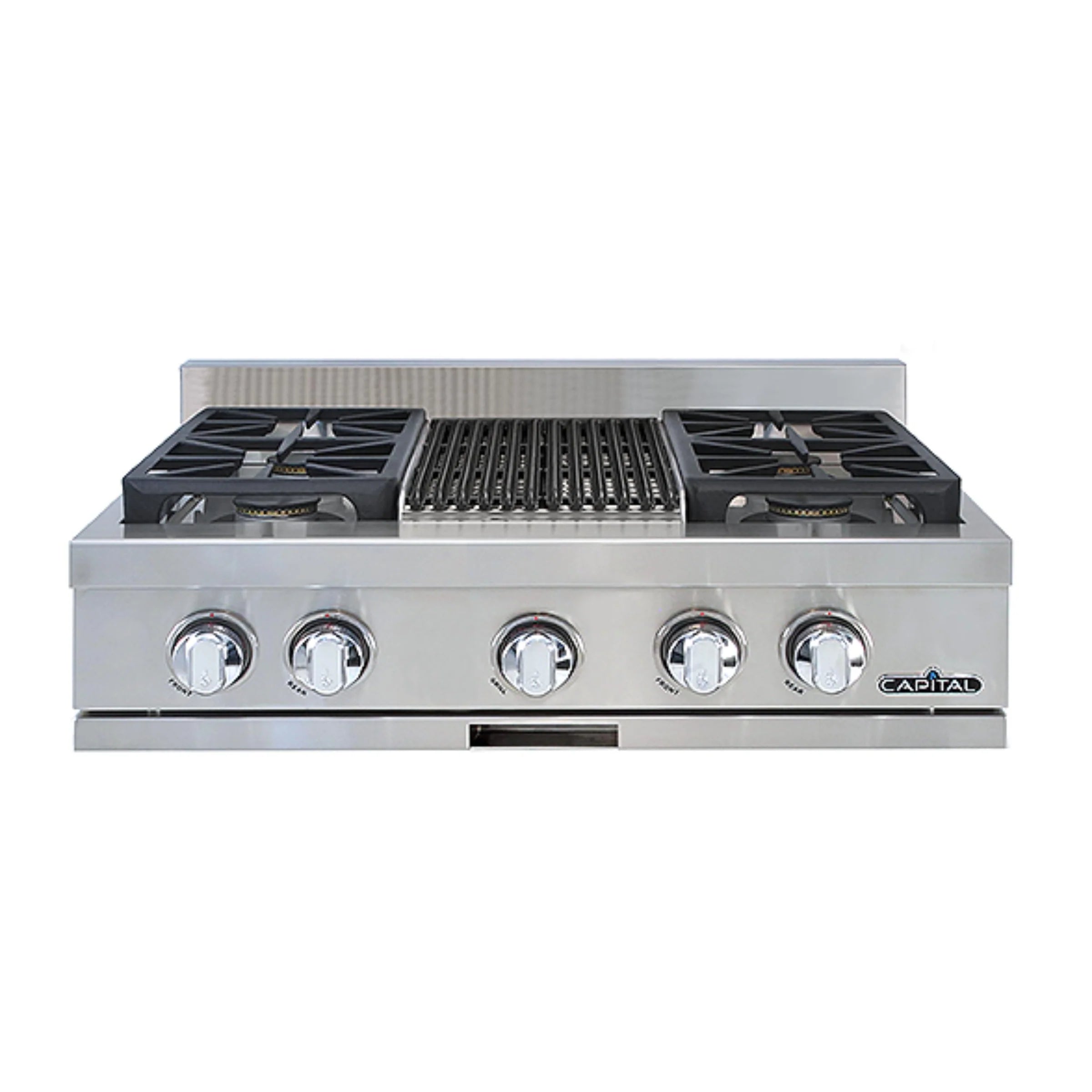 30-inch stainless steel gas rangetop with four sealed burners and front control knobs