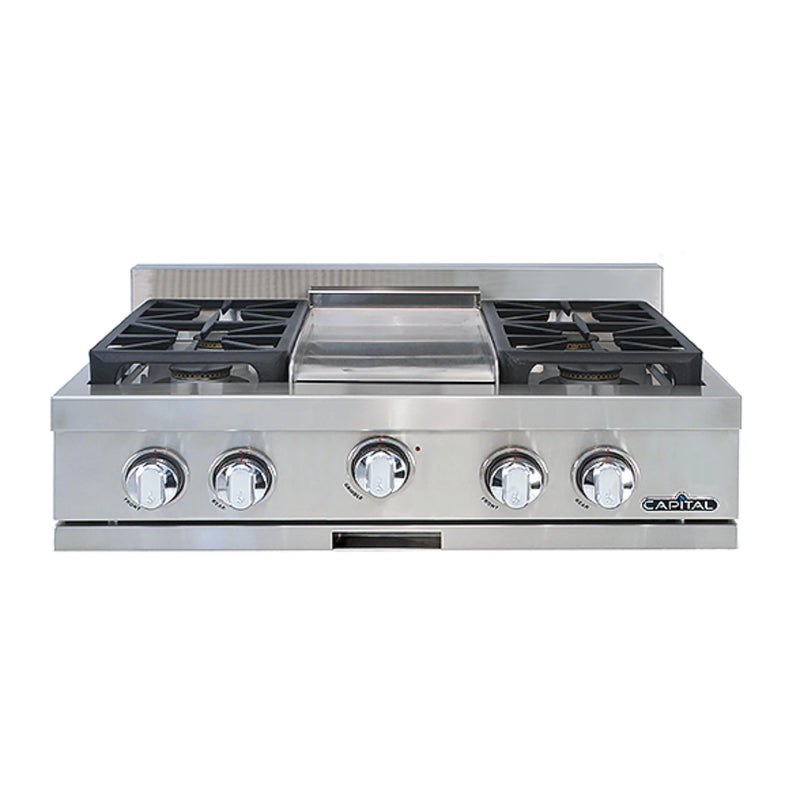 Capital 30-Inch Rangetop in Stainless Steel with 4 Sealed Burners & Gr