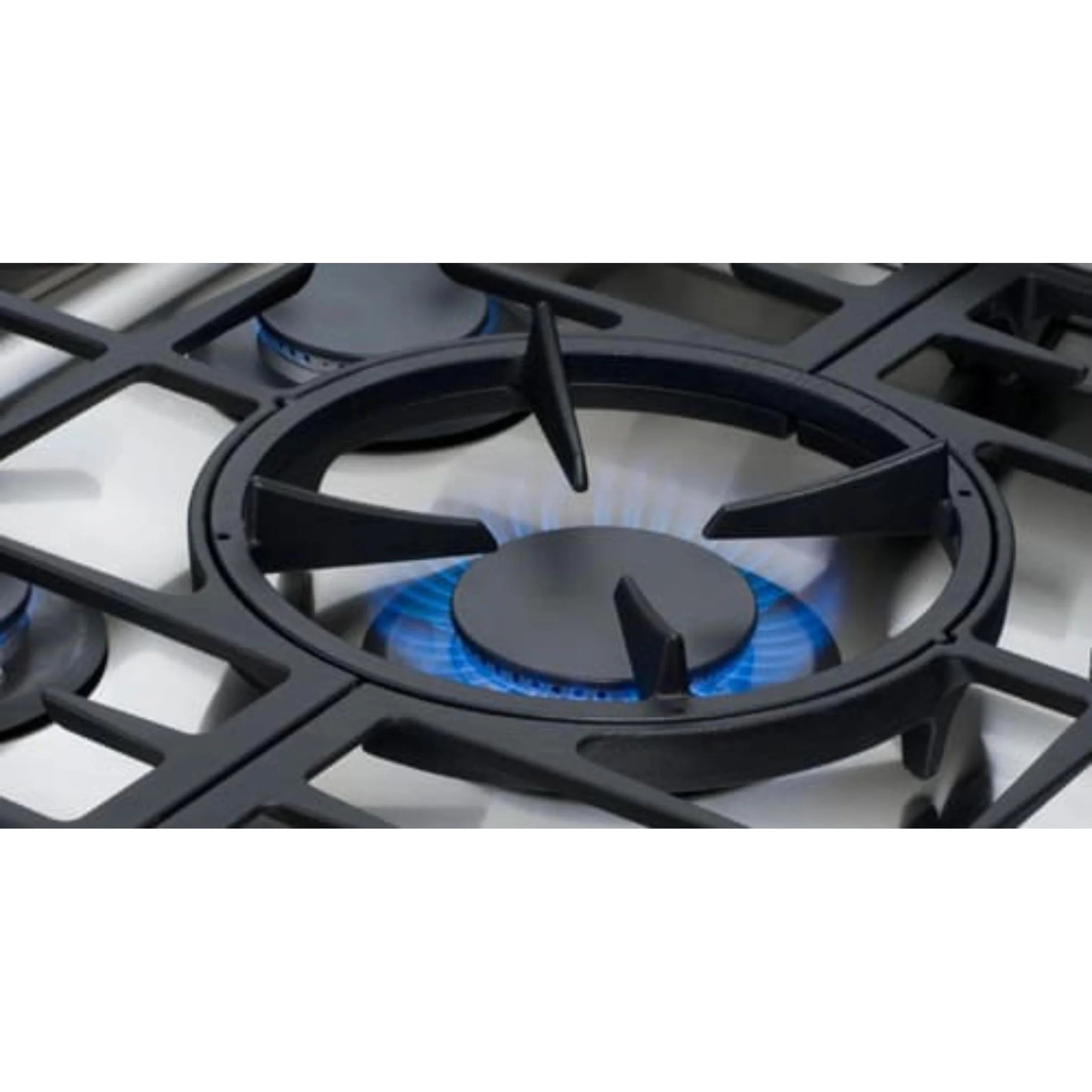 Capital sealed wok burner with blue flame on black grate
