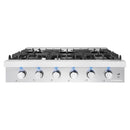 Cosmo 36-Inch Slide-In Counter Gas Cooktop with 6 Burners in Stainless Steel (COS-GRT366)
