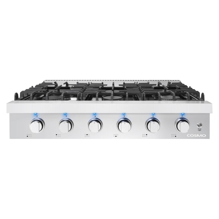 Cosmo 36-Inch Slide-In Counter Gas Cooktop with 6 Burners in Stainless Steel (COS-GRT366)