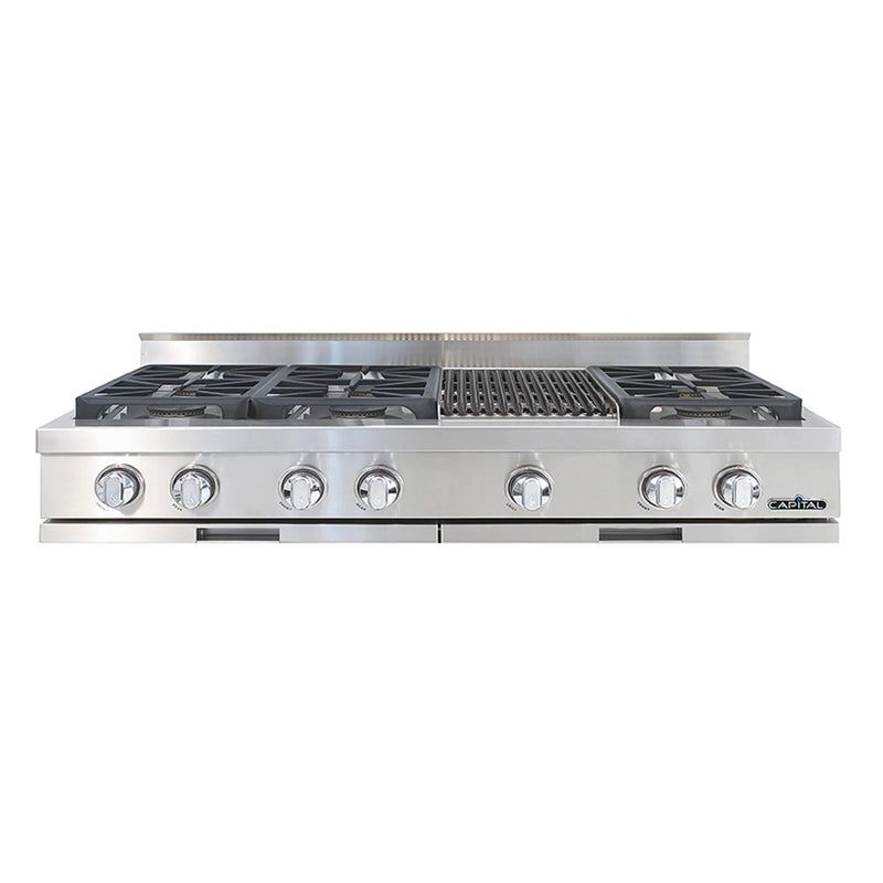 Capital 48-Inch Rangetop in Stainless Steel with 6 Sealed Burners & Grill (GRT484B2)