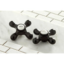 Kingston Brass Gourmetier Heritage Double-Handle Wall-Mount Pre-Rinse Bridge Kitchen Faucet, Oil Rubbed Bronze (GS1245AX)