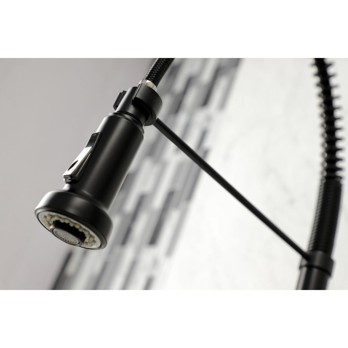 Gourmetier Concord Double-Handle Wall-Mount Pre-Rinse Bridge Kitchen Faucet in Matte Black