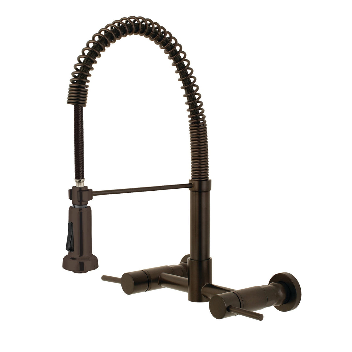 Gourmetier Concord Double-Handle Wall-Mount Pre-Rinse Bridge Kitchen Faucet in Oil Rubbed Bronze