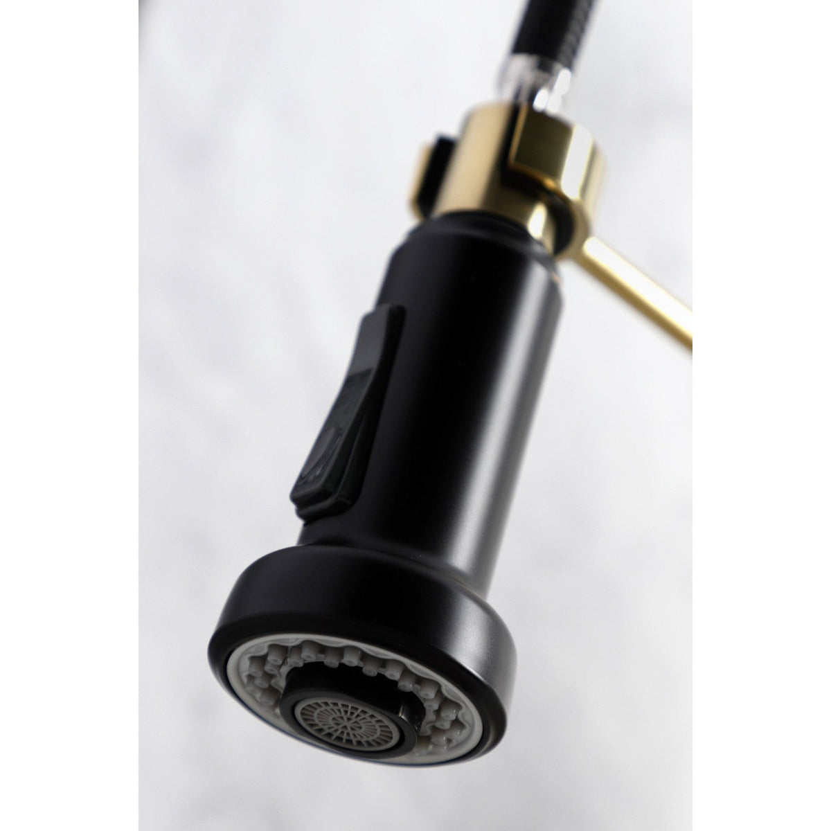 Gourmetier Concord Double-Handle Wall-Mount Pre-Rinse Bridge Kitchen Faucet in Brushed Brass