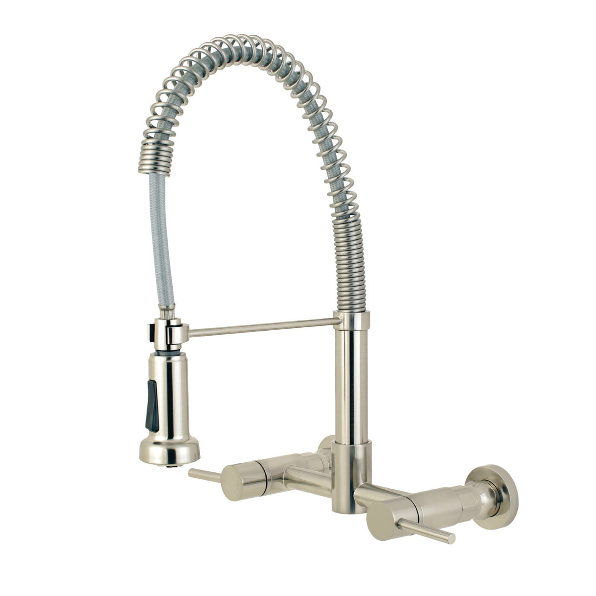 Gourmetier Concord Double-Handle Wall-Mount Pre-Rinse Bridge Kitchen Faucet in Brushed Nickel
