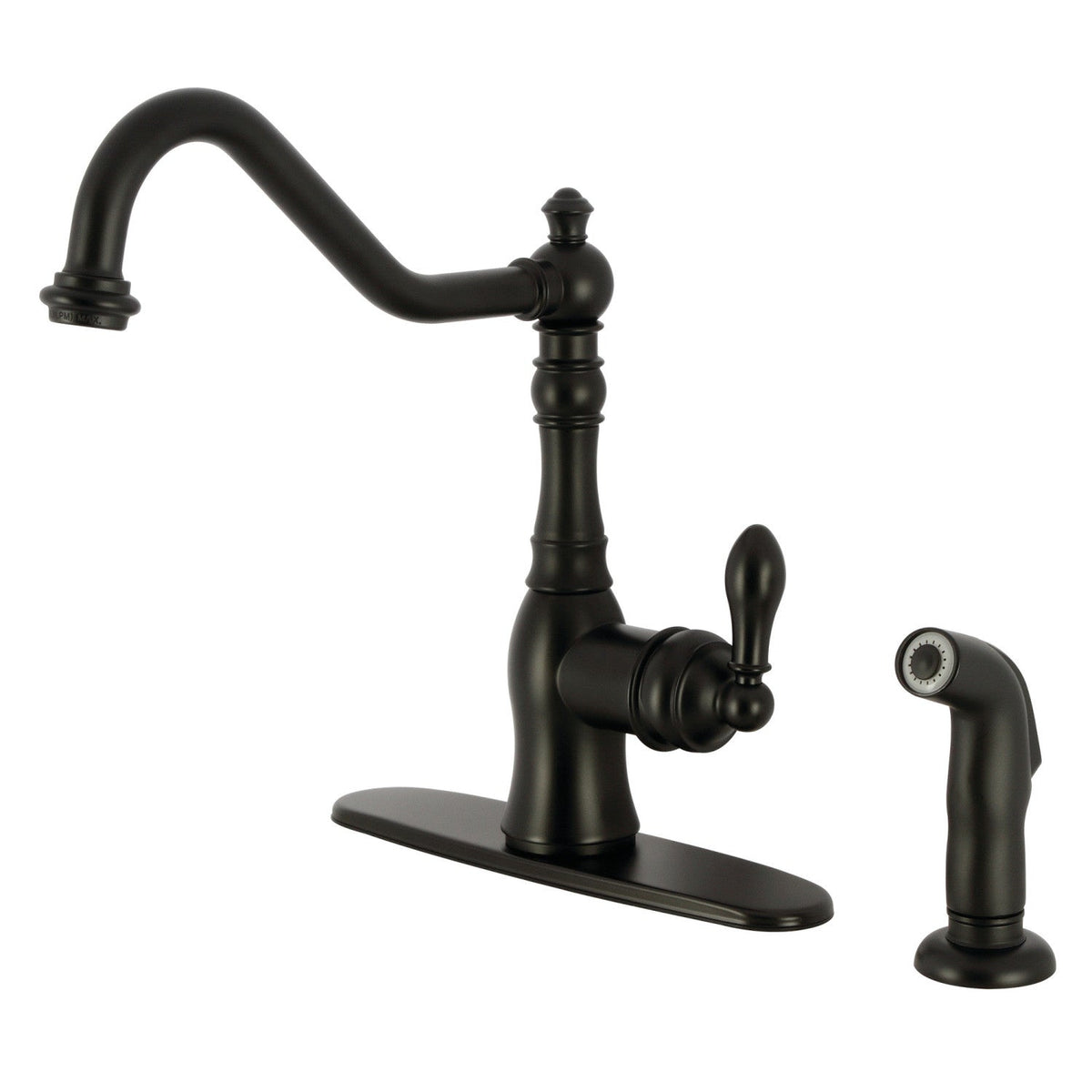 Gourmetier American Classic Single-Handle Kitchen Faucet with Side Sprayer in Matte Black
