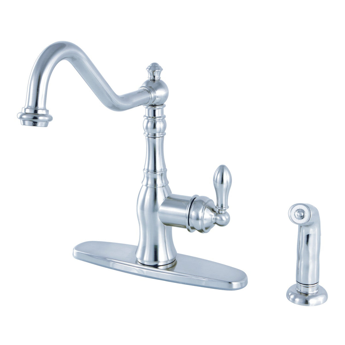 Gourmetier American Classic Single-Handle Kitchen Faucet with Side Sprayer in Polished Chrome