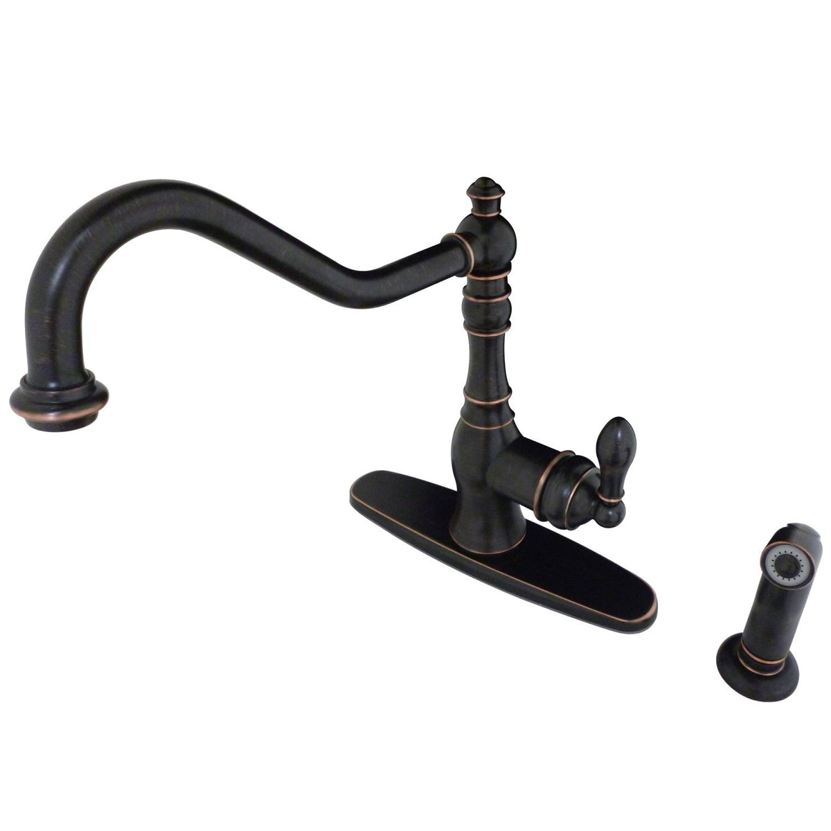 Gourmetier American Classic Single-Handle Kitchen Faucet with Side Sprayer in Naples Bronze