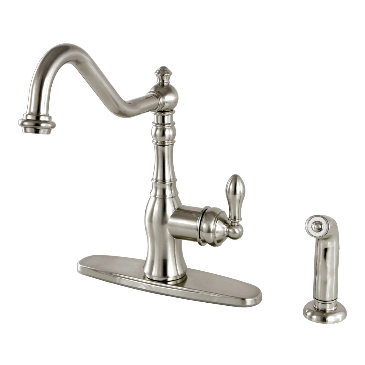 Gourmetier American Classic Single-Handle Kitchen Faucet with Side Sprayer in Brushed Nickel