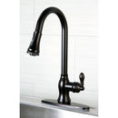 Kingston Brass Gourmetier American Classic Single-Handle Pull-Down Kitchen Faucet, Oil Rubbed Bronze (GSY7775ACL)