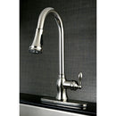 Kingston Brass Gourmetier American Classic Single-Handle Pull-Down Kitchen Faucet, Brushed Nickel (GSY7778ACL)