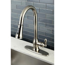 Kingston Brass Gourmetier American Classic Single-Handle Pull-Down Kitchen Faucet, Brushed Nickel (GSY7778ACL)