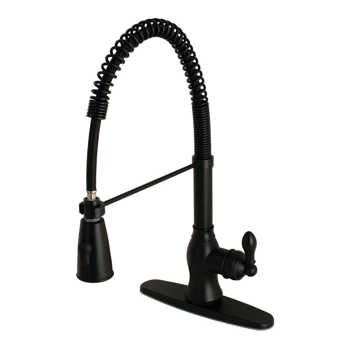 Gourmetier American Classic Single-Handle Deck-Mount Pre-Rinse Kitchen Faucet in Matte Black