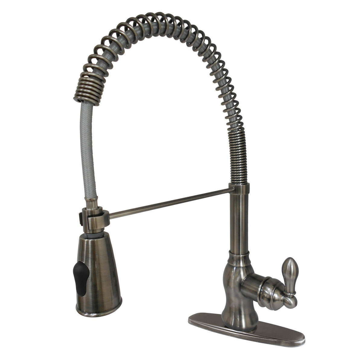 Gourmetier American Classic Single-Handle Deck-Mount Pre-Rinse Kitchen Faucet in Black Stainless