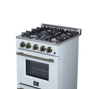 Forno Breno 24-Inch Freestanding Gas Range in White with Antique Brass Trim (FFSGS6272-24WHT)