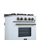 Forno Breno 24-Inch Freestanding Gas Range in White with Antique Brass Trim (FFSGS6272-24WHT)