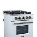 Forno Lamazze 20-Inch Freestanding Gas Range in White with Antique Brass Trim (FFSGS6265-20WHT)