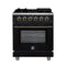 Forno Massimo 30-Inch Freestanding Gas Range with 4 Burners and 4.32 Cu. Ft. Convection Oven in Black with Antique Brass Handle (FFSGS6239-30BLK)