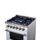 Forno Massimo 30-Inch Freestanding Gas Range with 4 Burners and 4.32 Cu. Ft. Convection Oven in White with Antique Brass Handle (FFSGS6239-30WHT)