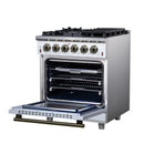 Forno Massimo 30-Inch Freestanding Gas Range with 4 Burners and 4.32 Cu. Ft. Convection Oven in White with Antique Brass Handle (FFSGS6239-30WHT)