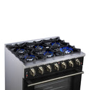 Forno Massimo 36-Inch Freestanding Gas Range with 6 Burners &  5.36 Cu.Ft. Convection Oven in Black with Antique Brass Handle (FFSGS6239-36BLK)