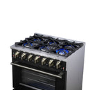 Forno Massimo 36-Inch Freestanding Gas Range with 6 Burners &  5.36 Cu.Ft. Convection Oven in Black with Antique Brass Handle (FFSGS6239-36BLK)