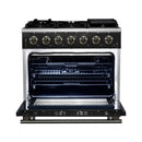 Forno Massimo 36-Inch Freestanding Gas Range with 6 Burners &  5.36 Cu.Ft. Convection Oven in Black with Antique Brass Handle (FFSGS6239-36BLK)