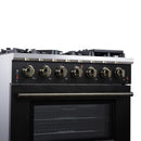 Forno Massimo 36-Inch Freestanding Gas Range with 6 Burners &  5.36 Cu.Ft. Convection Oven in Black with Antique Brass Handle (FFSGS6239-36BLK)