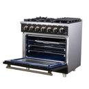 Forno Massimo 36-Inch Freestanding Gas Range with 6 Burners &  5.36 Cu.Ft. Convection Oven in Black with Antique Brass Handle (FFSGS6239-36BLK)