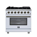 Forno Massimo 36-Inch Freestanding Gas Range with 6 Burners &  5.36 Cu.Ft. Convection Oven in White with Antique Brass Trim (FFSGS6239-36WHT)
