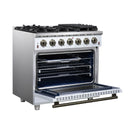 Forno Massimo 36-Inch Freestanding Gas Range with 6 Burners &  5.36 Cu.Ft. Convection Oven in White with Antique Brass Handle (FFSGS6239-36WHT)