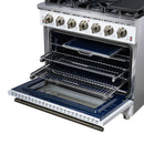 Forno Massimo 36-Inch Freestanding Gas Range with 6 Burners &  5.36 Cu.Ft. Convection Oven in White with Antique Brass Handle (FFSGS6239-36WHT)