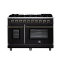 Forno Massimo 48-Inch Freestanding Gas Range with 8 Burners &  6.58 Cu.Ft. Convection Oven in Black with Antique Brass Trim (FFSGS6239-48BLK)