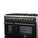 Forno Massimo 48-Inch Freestanding Gas Range with 8 Burners &  6.58 Cu.Ft. Convection Oven in Black with Antique Brass Handle (FFSGS6239-48BLK)