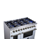 Forno Massimo 48-Inch Freestanding Gas Range with 8 Burners &  6.58 Cu.Ft. Convection Oven in White with Antique Brass Handle (FFSGS6239-48WHT)
